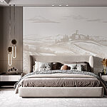 Carta da parati Paesaggio con casa e campi