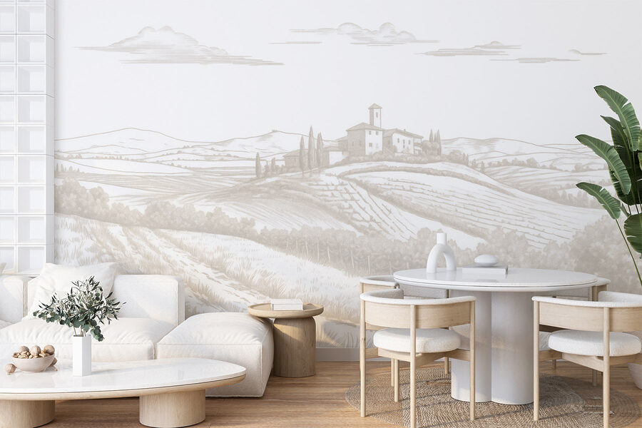 Paesaggio con casa e campi Paesaggio con casa e campi
