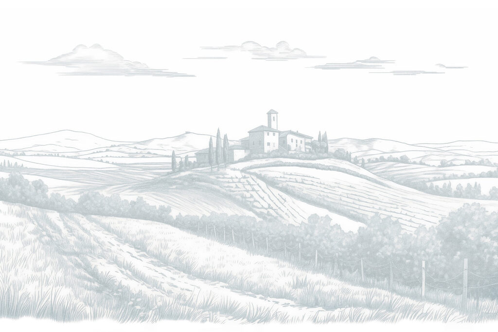 Paesaggio con casa e alberi Paesaggio con casa e alberi