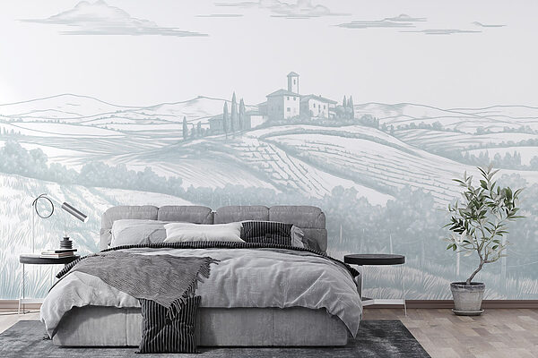 Paesaggio con casa e alberi Paesaggio con casa e alberi