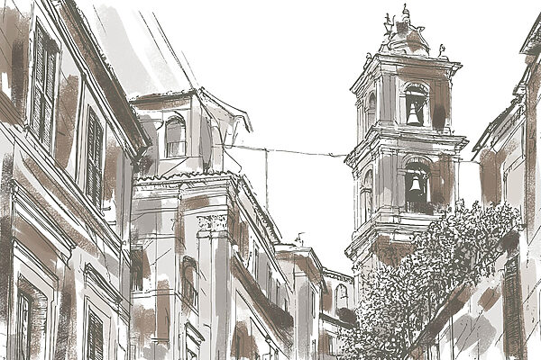 Disegno di un edificio con campane Disegno di un edificio con campane