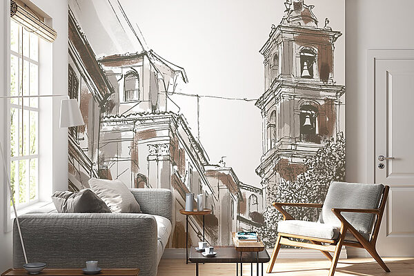 Disegno di un edificio con campane Disegno di un edificio con campane