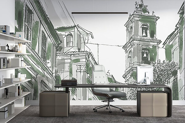 Disegno di un edificio con campane Disegno di un edificio con campane