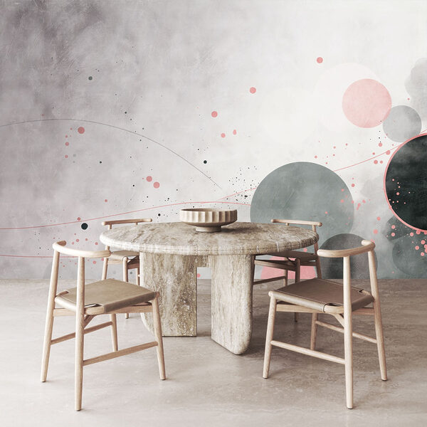 Grey and pink circles and lines