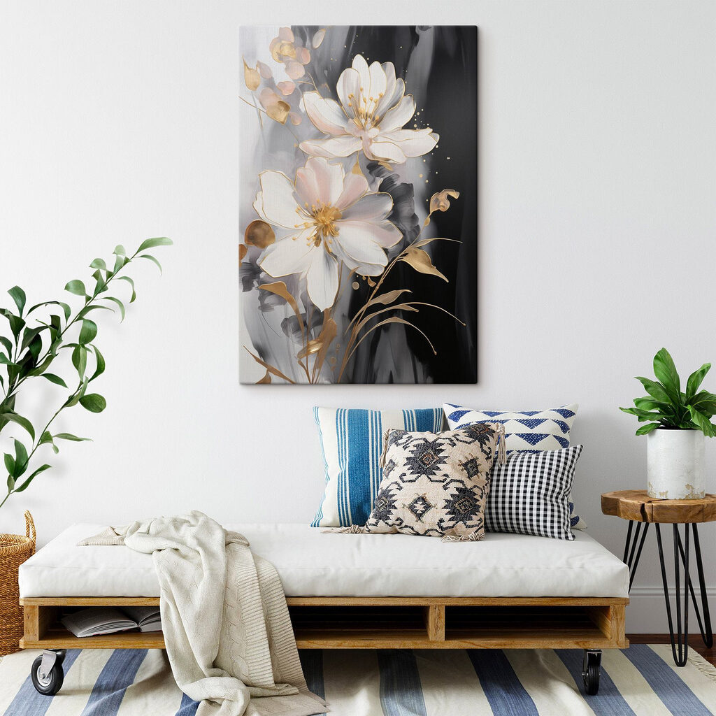 Delicate blossoms on a dark canvas