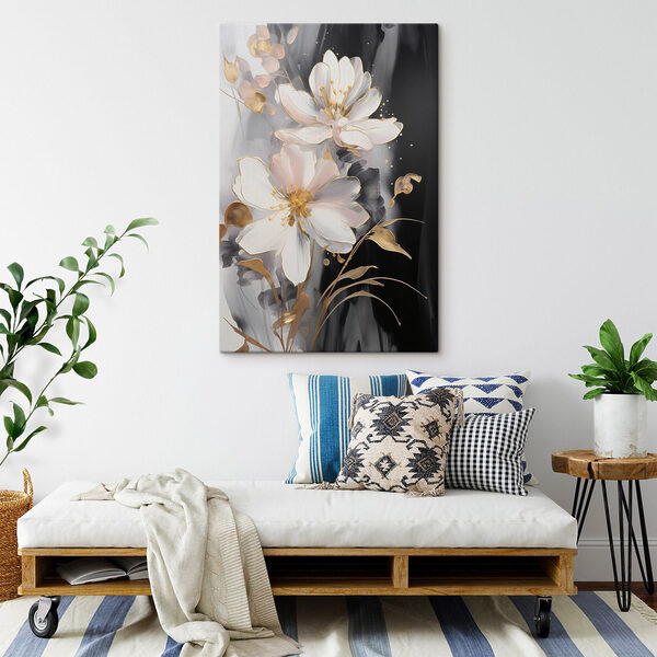 Quadri Delicati fiori su una tela scura