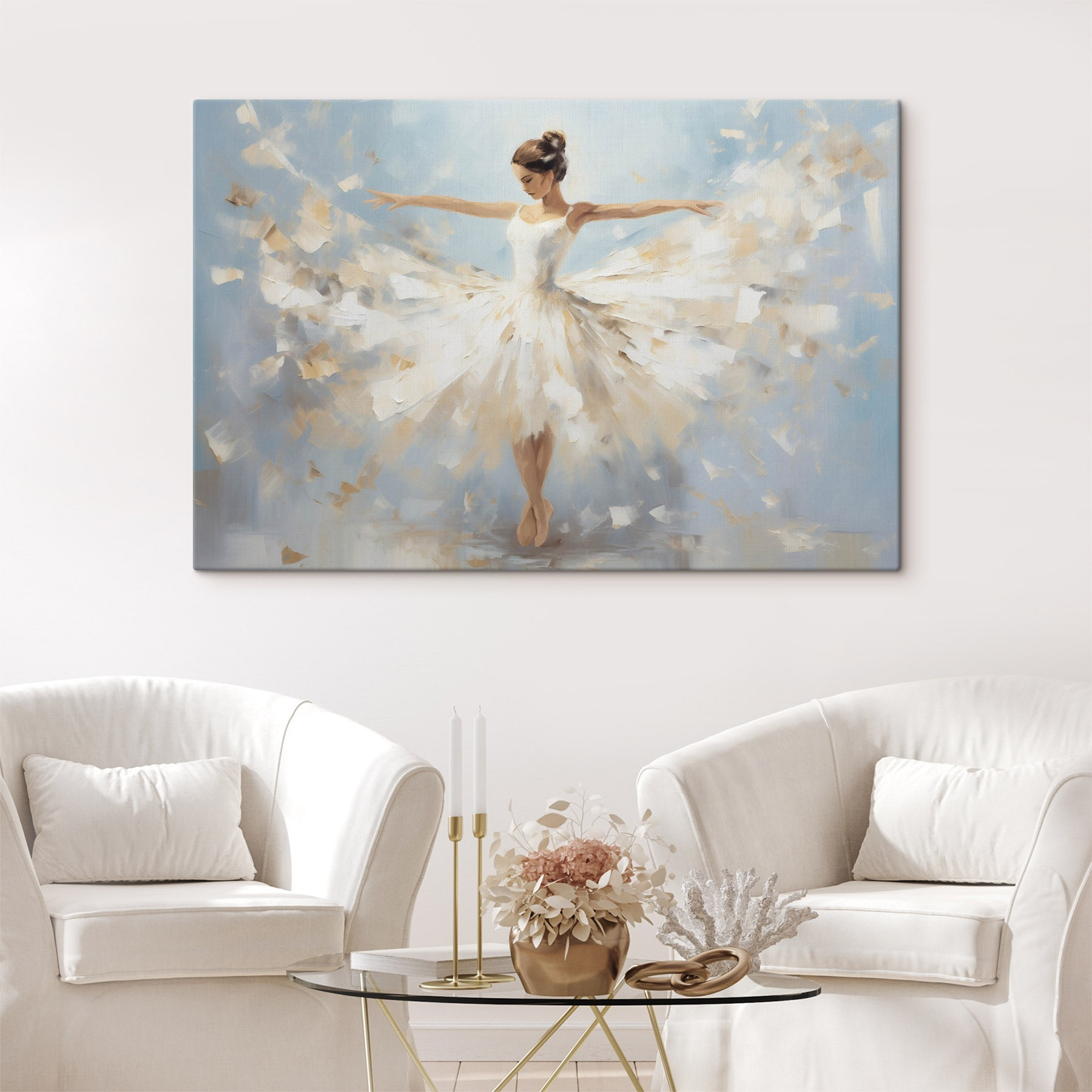 Dipinto raffigurante una donna in abito bianco s43257pig402m - Dipinto raffigurante una donna in abito bianco - tegory