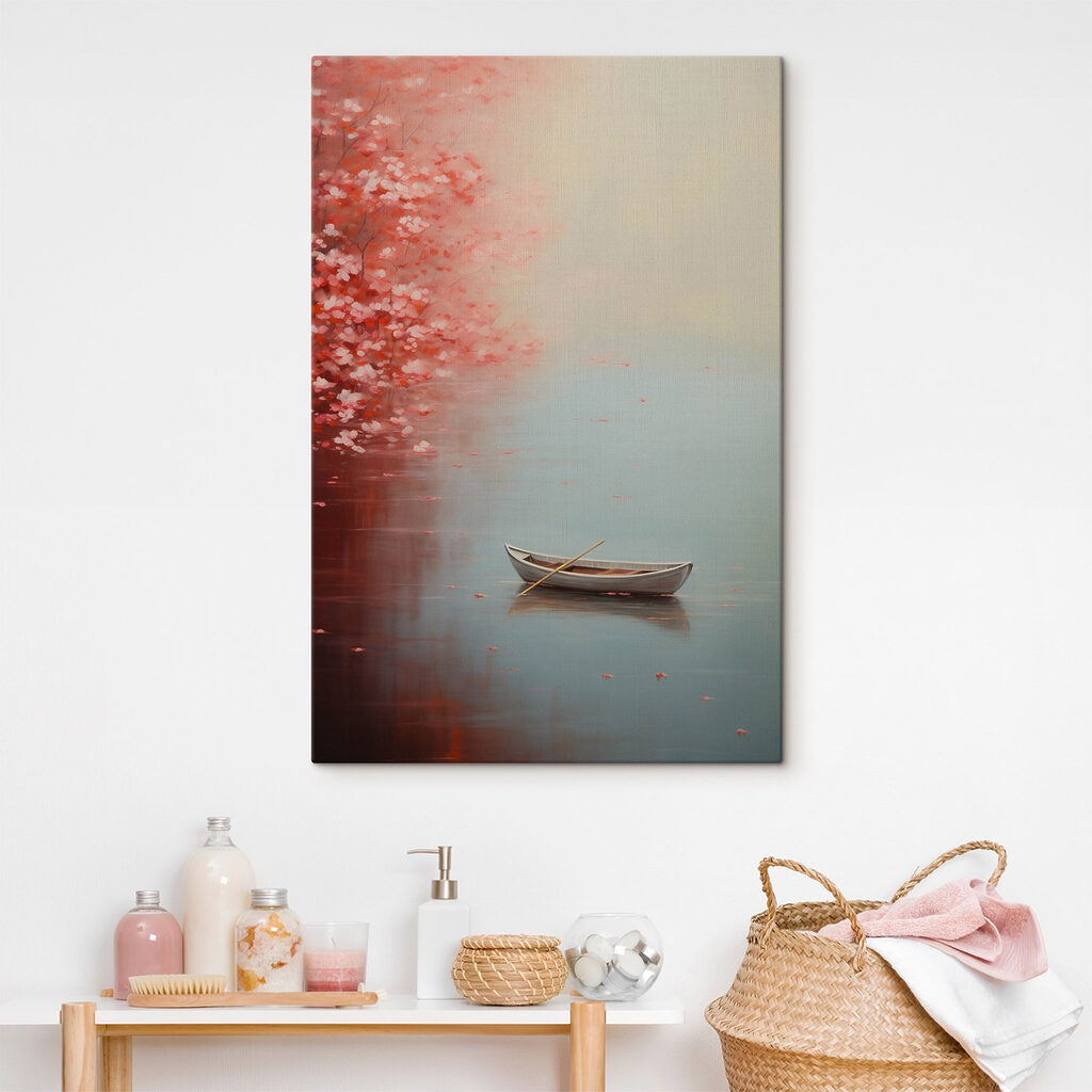 Painting of a boat in water Painting of a boat in water