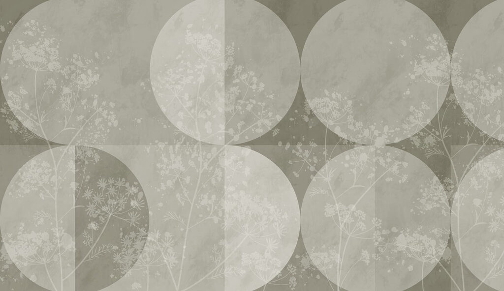 Sfondo grigio e bianco con cerchi e fiori Sfondo grigio e bianco con cerchi e fiori