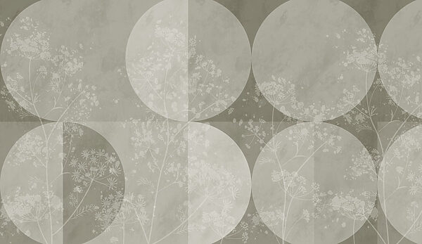 Sfondo grigio e bianco con cerchi e fiori Sfondo grigio e bianco con cerchi e fiori
