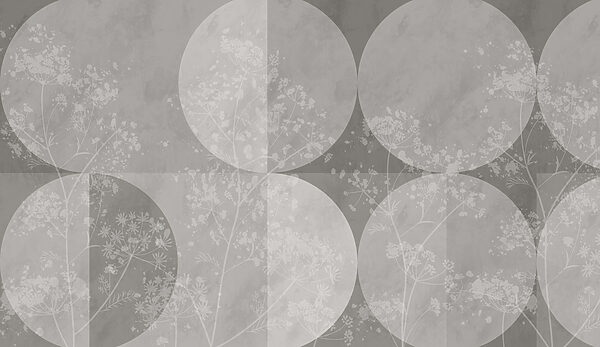 Sfondo grigio e bianco con cerchi e fiori Sfondo grigio e bianco con cerchi e fiori