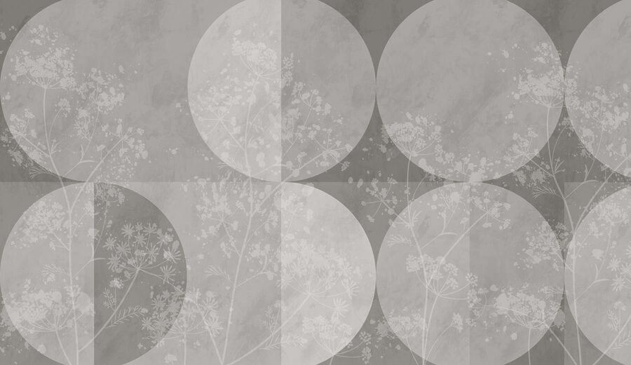 Sfondo grigio e bianco con cerchi e fiori Sfondo grigio e bianco con cerchi e fiori