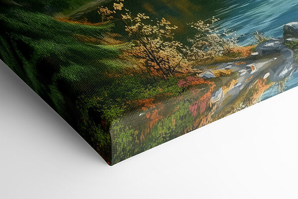Boat on a lake surrounded by mountains