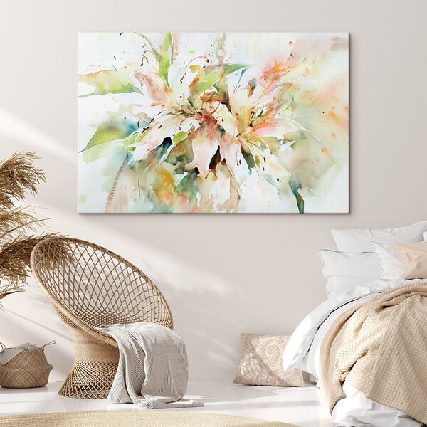 Painting of flowers on a white surface