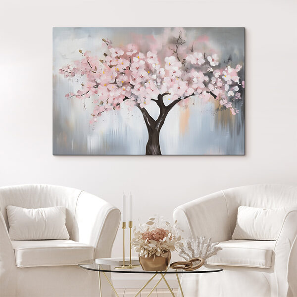 Quadri Quadri Dipinto raffigurante un albero con fiori rosa (COD: s43300)