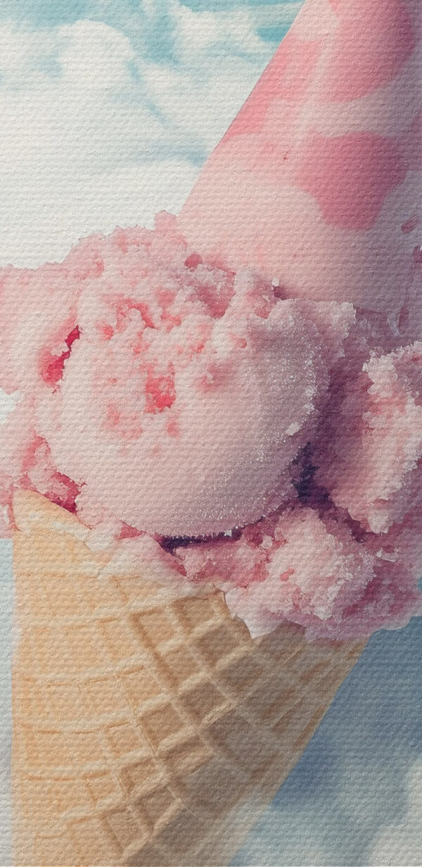Pink ice cream cone in the clouds Pink ice cream cone in the clouds