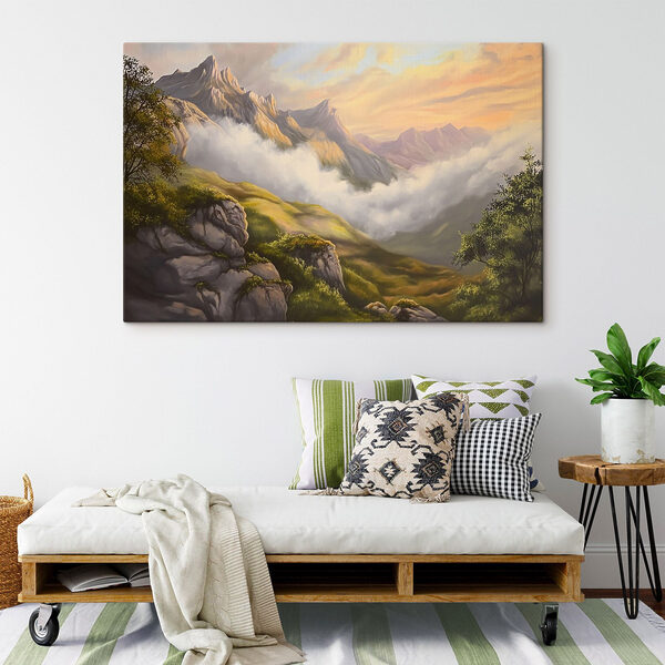 Painting of mountains and clouds Painting of mountains and clouds