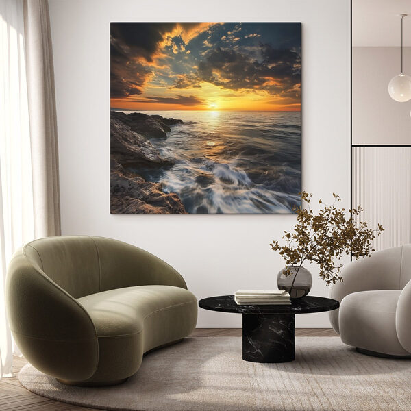 Sunset over a body of water