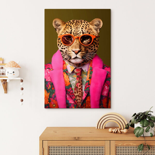 Leopard wearing a suit and sunglasses Leopard wearing a suit and sunglasses