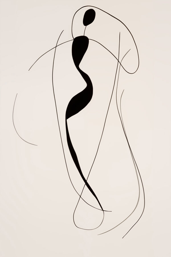 Black and white drawing of a woman Black and white drawing of a woman