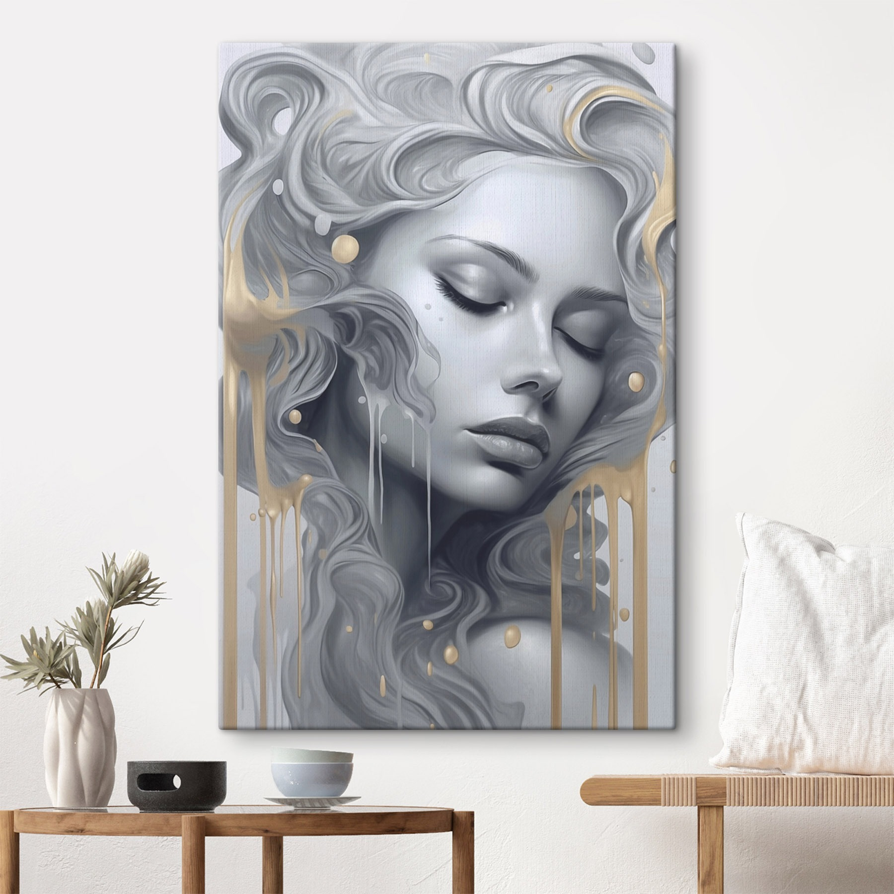Woman with long hair and flowing hair Woman with long hair and flowing hair
