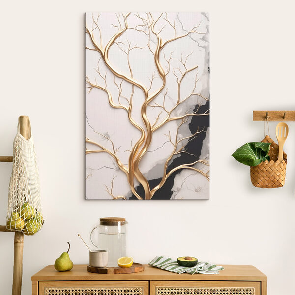 Quadri Rami di alberi eleganti su uno sfondo di marmo (COD: s43282) Quadri Quadri Rami di alberi eleganti su uno sfondo di marmo (COD: s43282)