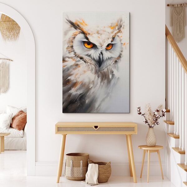 An owl with yellow eyes An owl with yellow eyes