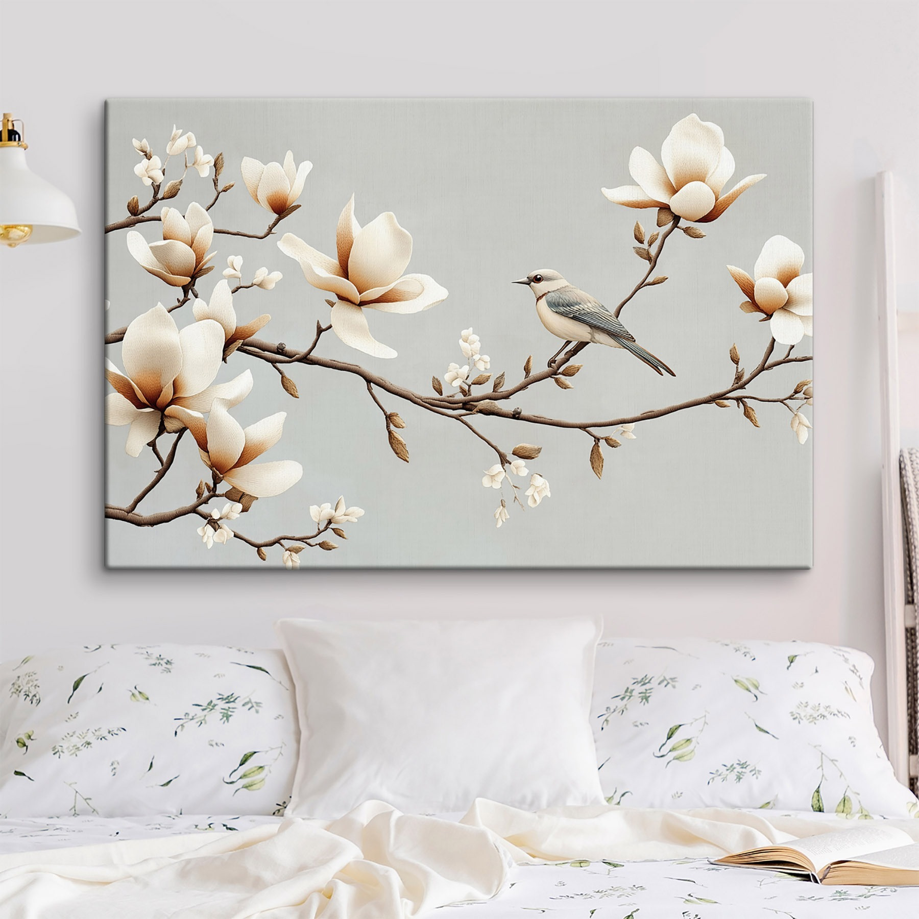 Bird on a branch with flowers Bird on a branch with flowers