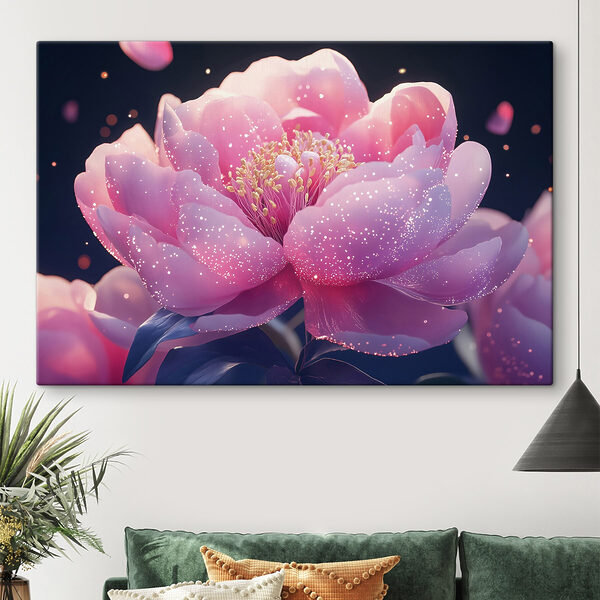 Quadri Quadri Fiore rosa con brillantini (COD: s43327)