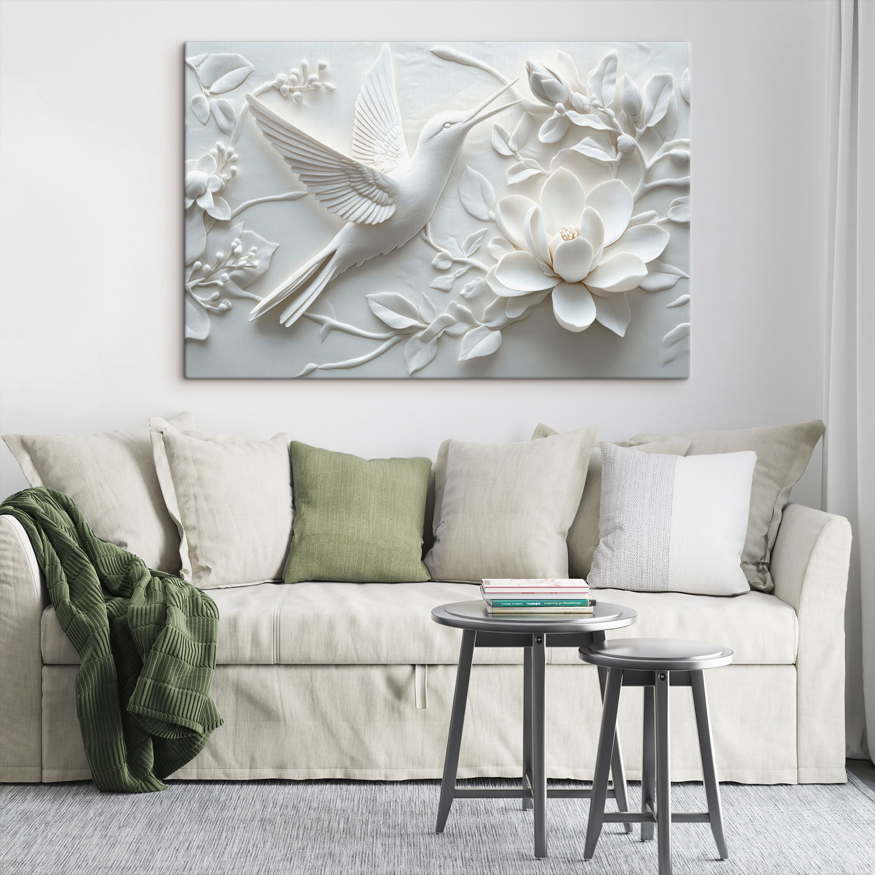 White bird and flower