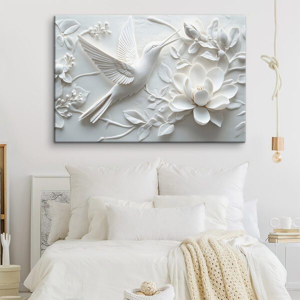 White bird and flower