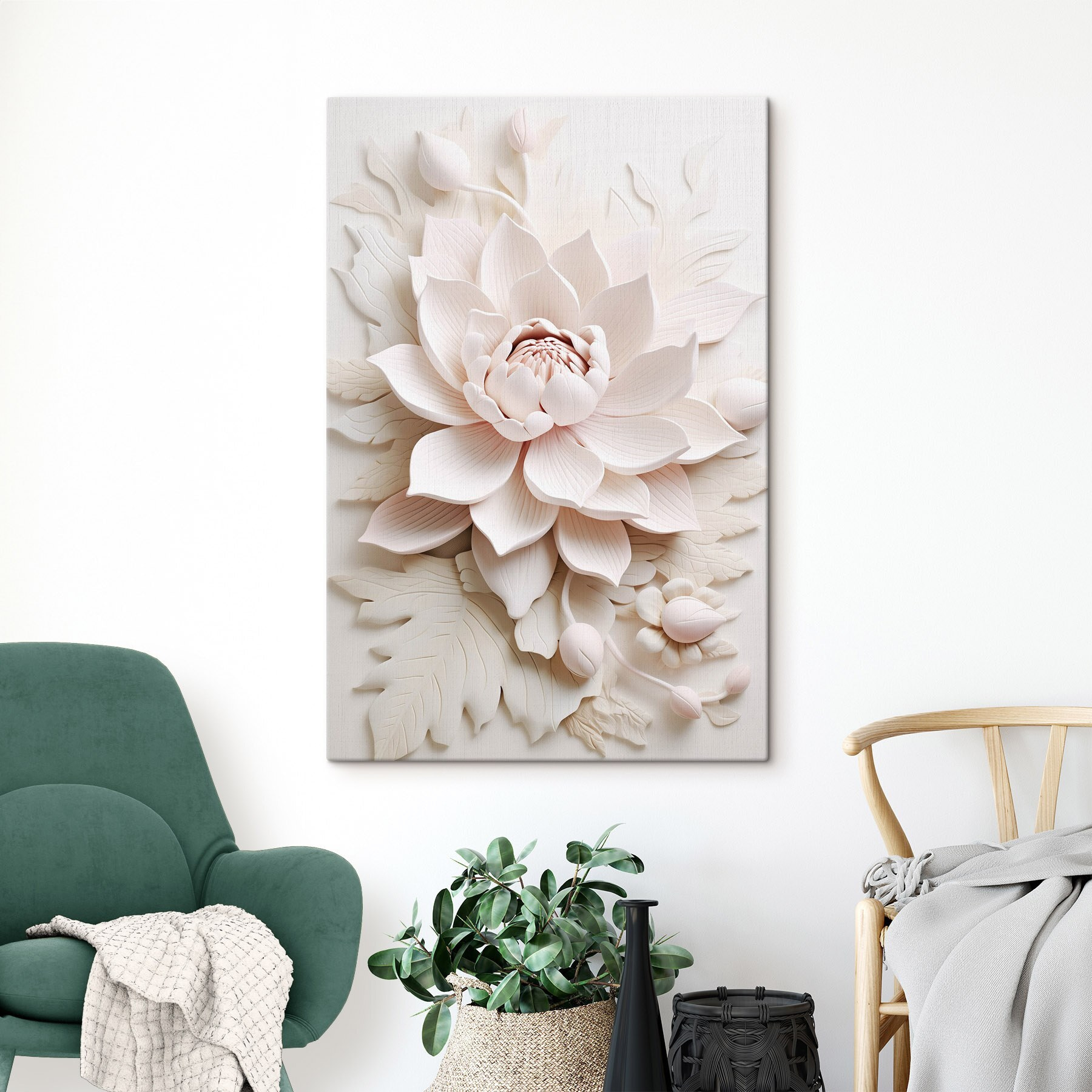 White flower with leaves