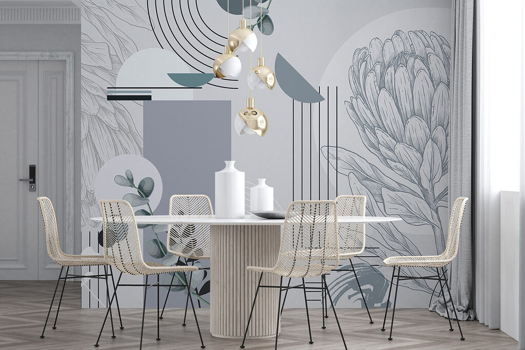 Wallpaper with a flower and leaves Wallpaper with a flower and leaves