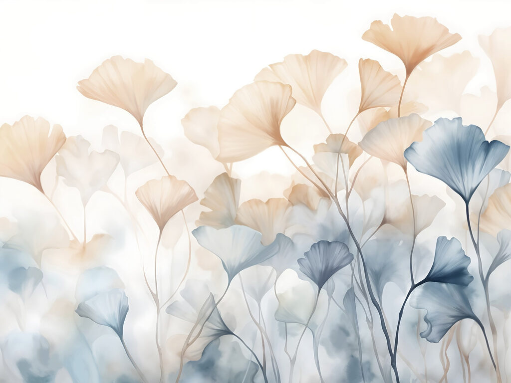 Pittura di fiori con foglie Pittura di fiori con foglie