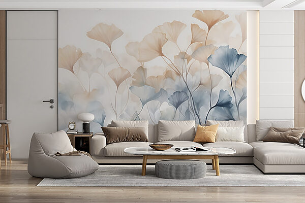 Pittura di fiori con foglie Pittura di fiori con foglie