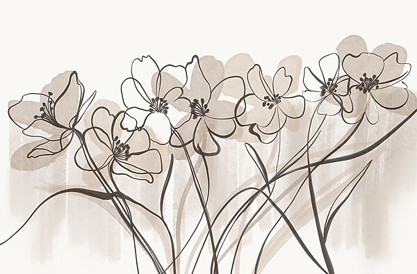 Linea di fiori su sfondo bianco Linea di fiori su sfondo bianco
