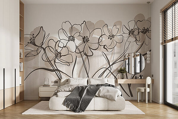 Linea di fiori su sfondo bianco Linea di fiori su sfondo bianco