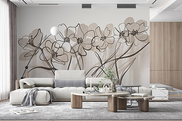 Linea di fiori su sfondo bianco Linea di fiori su sfondo bianco