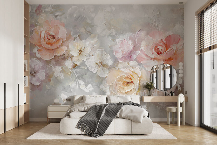 Pittura di fiori su una superficie bianca Pittura di fiori su una superficie bianca