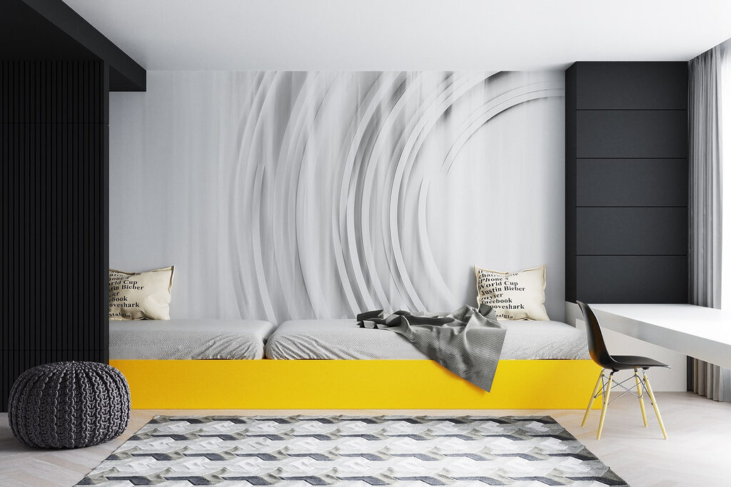 White and grey background with circles