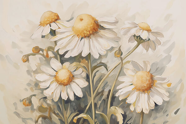 Pittura di fiori bianchi e gialli Pittura di fiori bianchi e gialli