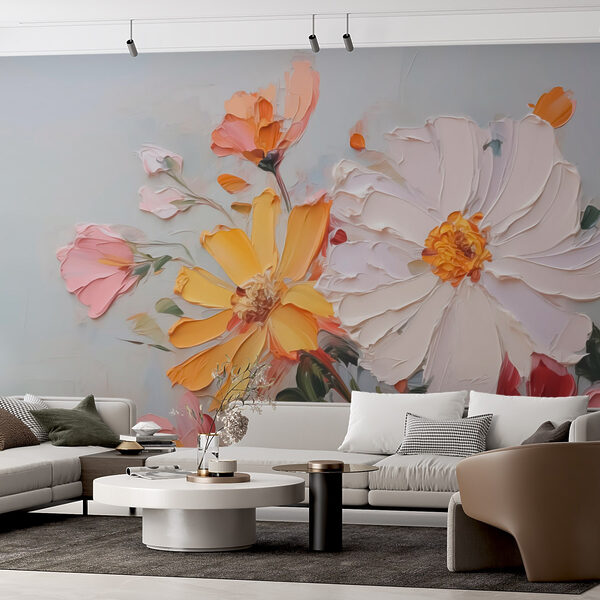 Pittura di fiori su una superficie bianca Pittura di fiori su una superficie bianca