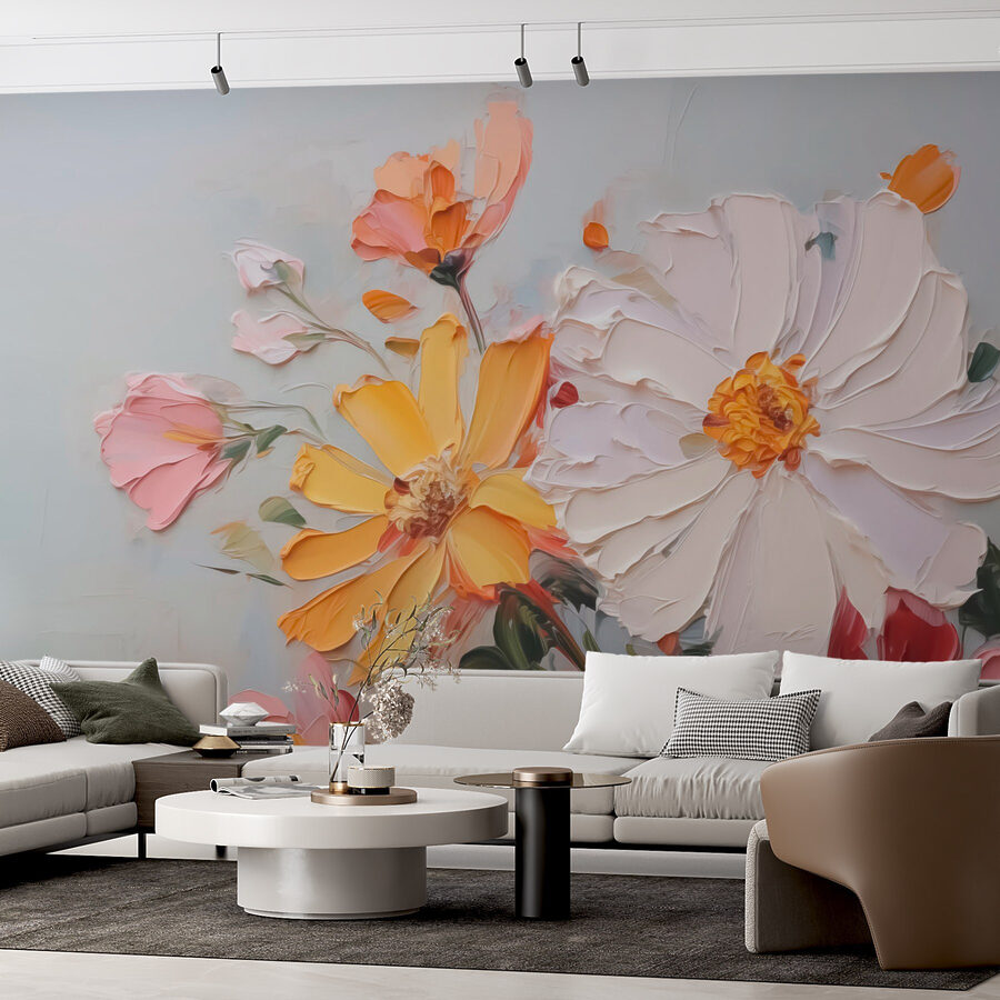 Pittura di fiori su una superficie bianca