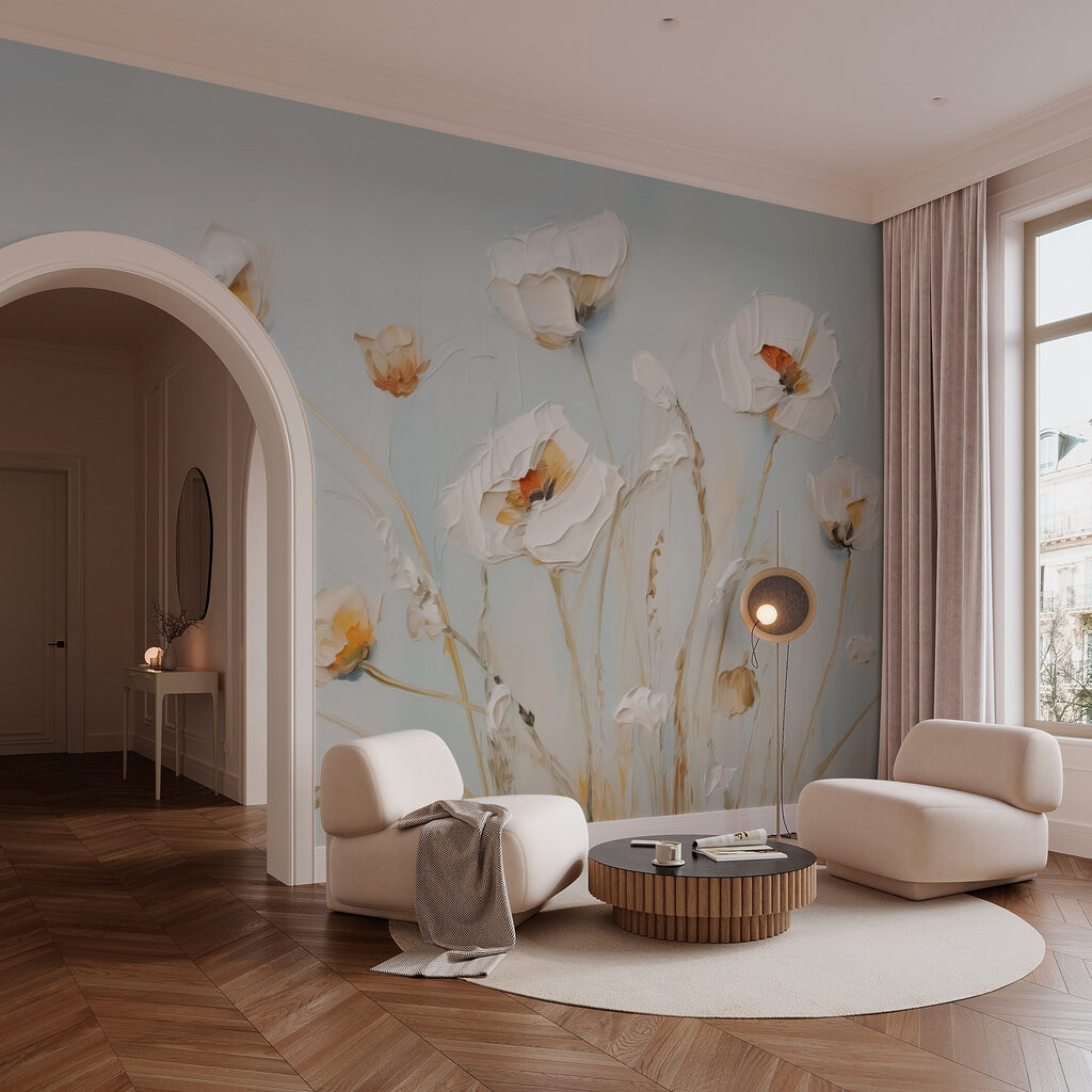Painting of flowers on a wall