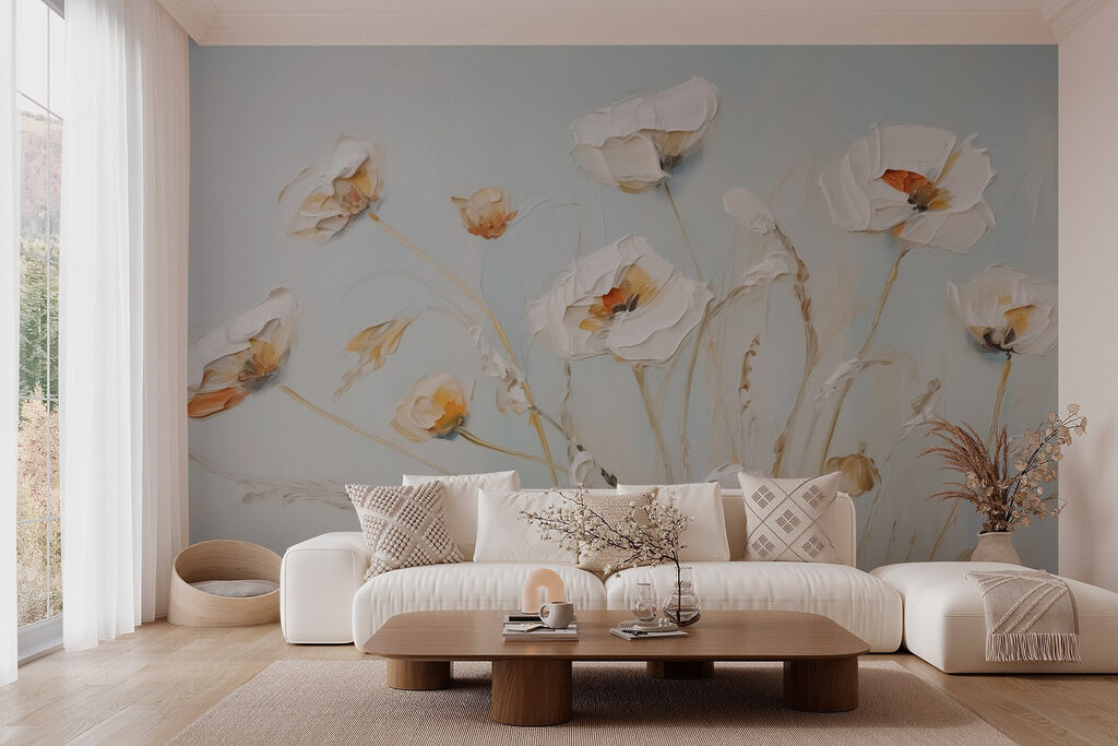 Painting of flowers on a wall