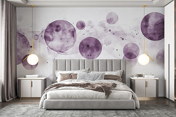 Cerchi viola e fumo su sfondo bianco Cerchi viola e fumo su sfondo bianco
