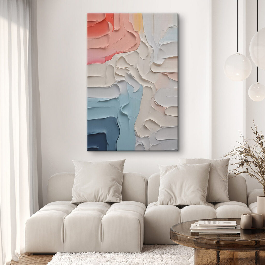 Soft hues blend in textured waves Soft hues blend in textured waves