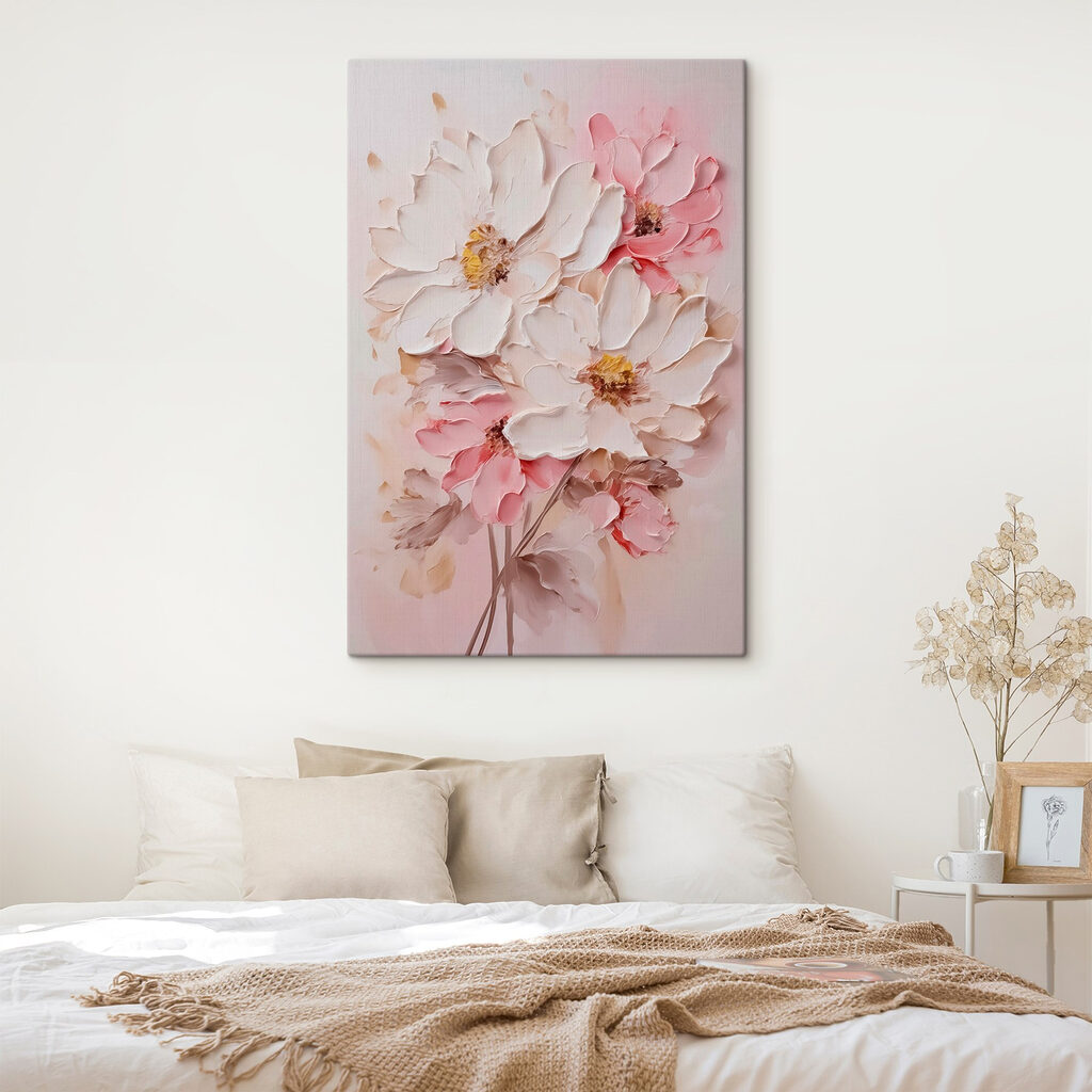 Painting of flowers on a wall Painting of flowers on a wall