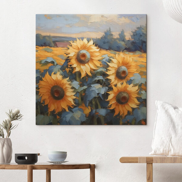 Quadri Dipinto di girasoli in un campo (COD: s43359) Quadri Quadri Dipinto di girasoli in un campo (COD: s43359)