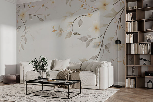 Disegno floreale bianco e marrone Disegno floreale bianco e marrone
